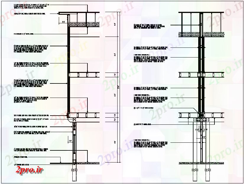 دانلود نقشه جزئیات ساختار  بخش جانبی ساخت جزئیات  (کد65738)