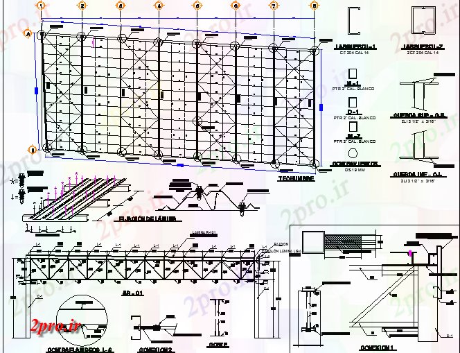 دانلود نقشه جزئیات ساخت و ساز کارخانه صنعتی  ، کارگاه جزئیات سازنده شبستان (کد65795)