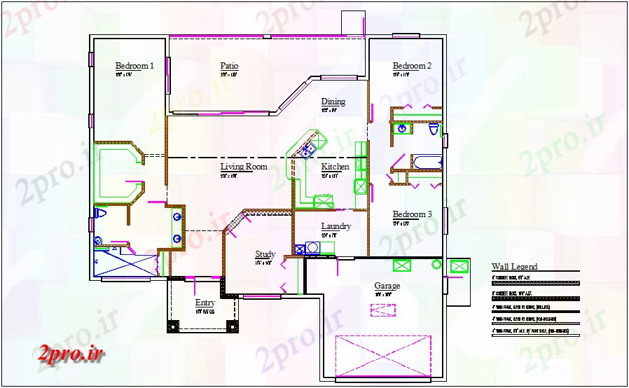 دانلود نقشه مسکونی ، ویلایی ، آپارتمان طرحی خانه با دیوار افسانه 70 در 72 متر (کد65805)