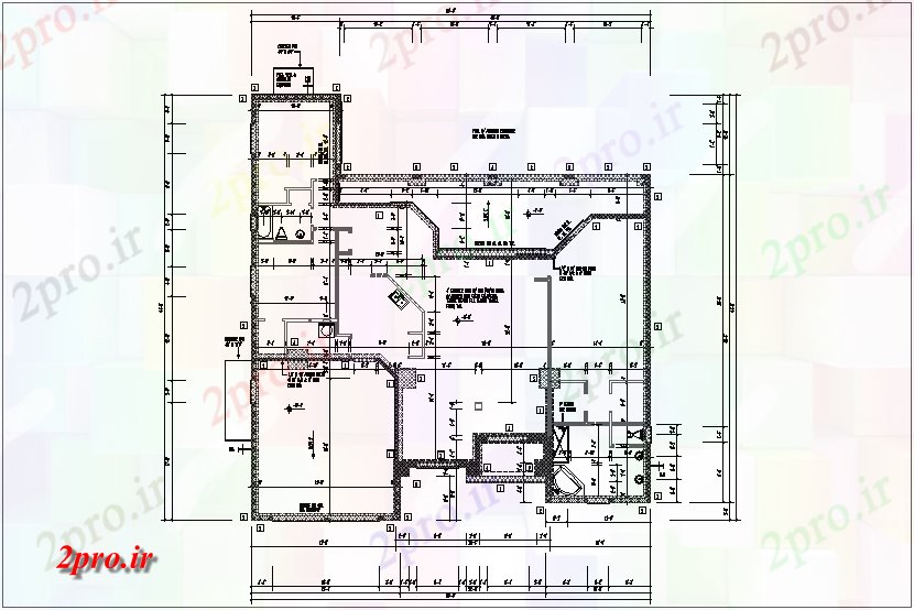 دانلود نقشه جزئیات ساخت و ساز طرحی بنیاد منطقه مسکونی (کد65836)