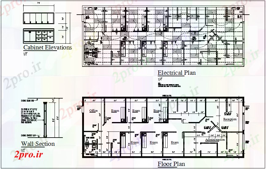 دانلود نقشه معماری ساختمان شرکت برق و کف طرح (کد65853)