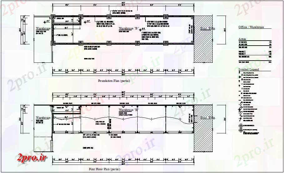 دانلود نقشه جزئیات ساخت و ساز طرحی بنیاد انبار خانه با طرحی طبقه (کد65876)