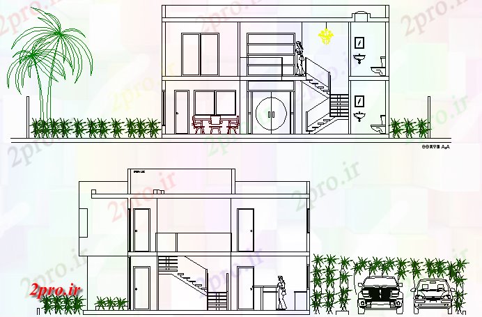 دانلود نقشه خانه های کوچک ، نگهبانی ، سازمانی - چپ و ر  بخش سمت بهشت ​​ویلا (کد65881)