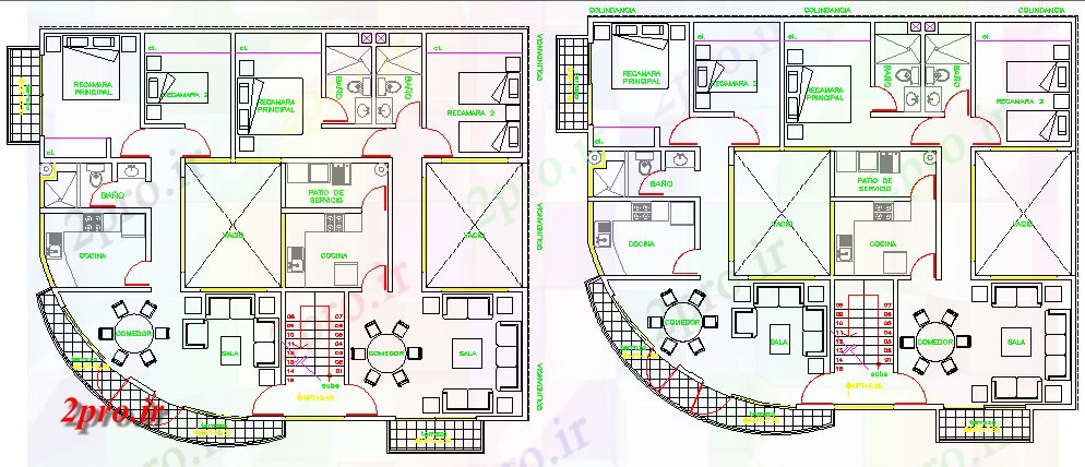 دانلود نقشه مسکونی  ، ویلایی ، آپارتمان  جزئیات طرحی طبقه از چند طبقه مسکن آپارتمان   (کد65916)