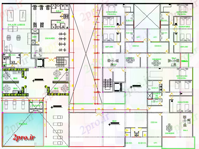 دانلود نقشه مسکونی  ، ویلایی ، آپارتمان  آگهی چند خانواده چند طبقه مسکن معماری ساختمان طرح (کد65920)