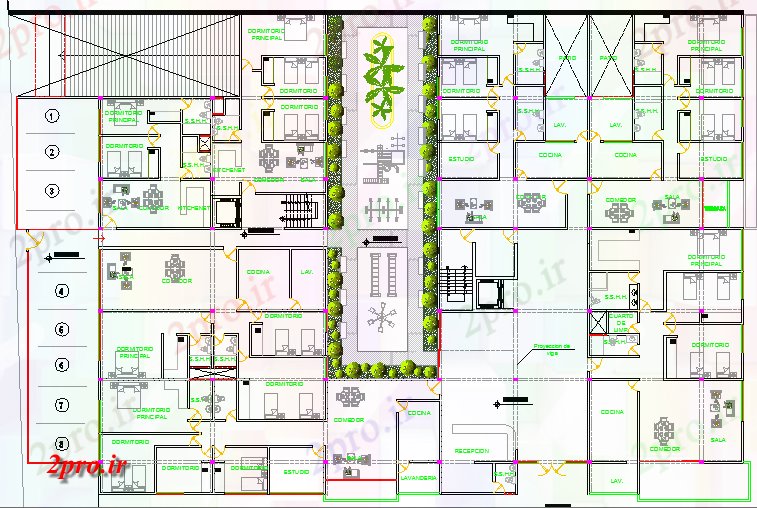 دانلود نقشه مسکونی  ، ویلایی ، آپارتمان  ساختار با آگهی مرکز باغ  چند خانواده چند طبقه مسکن ساخت و ساز (کد65921)