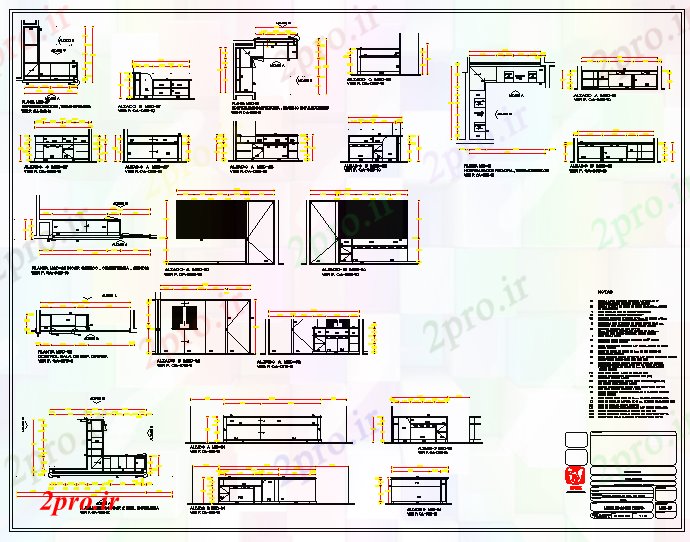 دانلود نقشه آشپزخانه طراحی آشپزخانه مدولار (کد65926)