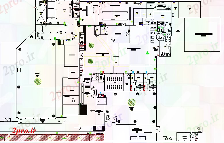 دانلود نقشه کارخانه صنعتی  ، کارگاه دفاع مدنی کارخانه صنعتی  ، کارگاه  طرحی معماری  (کد65930)