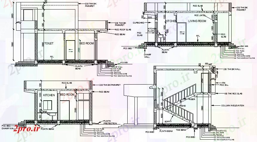 دانلود نقشه مسکونی ، ویلایی ، آپارتمان پروژه معماری یک سطح به سطح تک خانواده خانه 6 در 9 متر (کد65939)