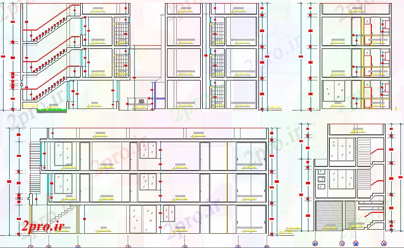 دانلود نقشه مسکونی  ، ویلایی ، آپارتمان  تمام جزئیات مقطعی طرفه مسکن چند خانواده ساخت (کد65946)