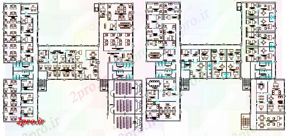 دانلود نقشه  ساختمان دولتی ، سازمانی جزئیات طرحی طبقه از چند طبقه دادگاه شهرستان (کد65954)