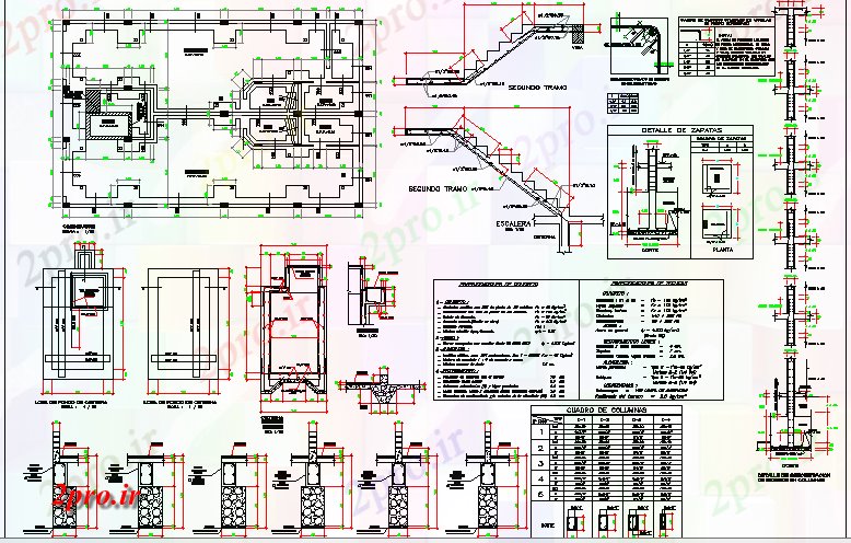 دانلود نقشه جزئیات ساخت و ساز ساخت و ساز راه پله ساختمان مسکونی با ستون و پرتو جزئیات (کد65971)
