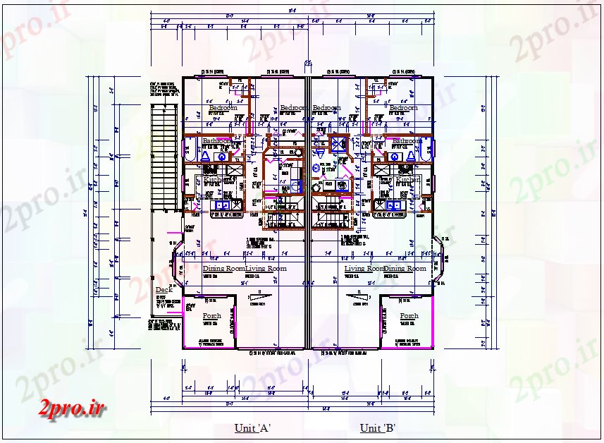 دانلود نقشه مسکونی ، ویلایی ، آپارتمان طرحی خانه های مسکونی جزئیات 26 در 29 متر (کد65993)