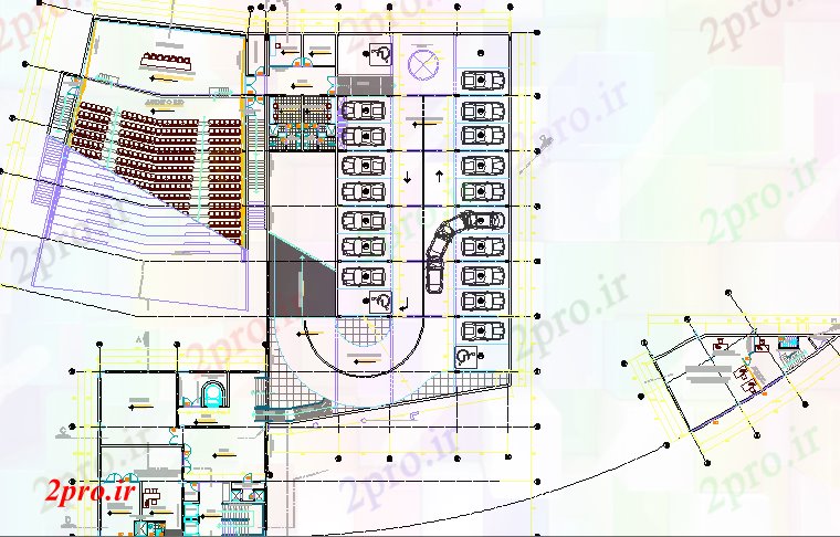 دانلود نقشه ساختمان دولتی ، سازمانی شهرستان سالن معماری سالن طراحی 45 در 67 متر (کد66002)