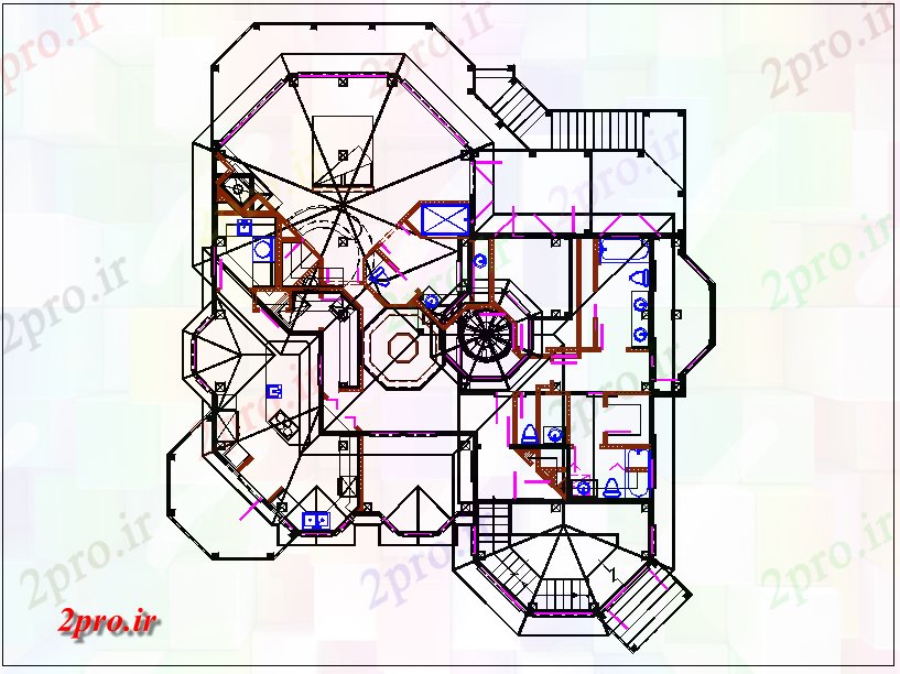 دانلود نقشه مسکونی ، ویلایی ، آپارتمان خانه طرحی 58 در 65 متر (کد66017)