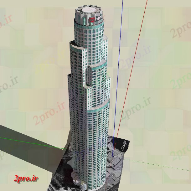 دانلود نقشه معماری معروف بانک آمریکا تریدی برج   (کد66058)