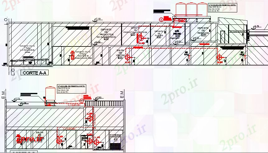 دانلود نقشه کارخانه صنعتی  ، کارگاه  مقطعی کامل از کارخانه صنعتی  ، کارگاه طراحی ساختمان (کد66061)