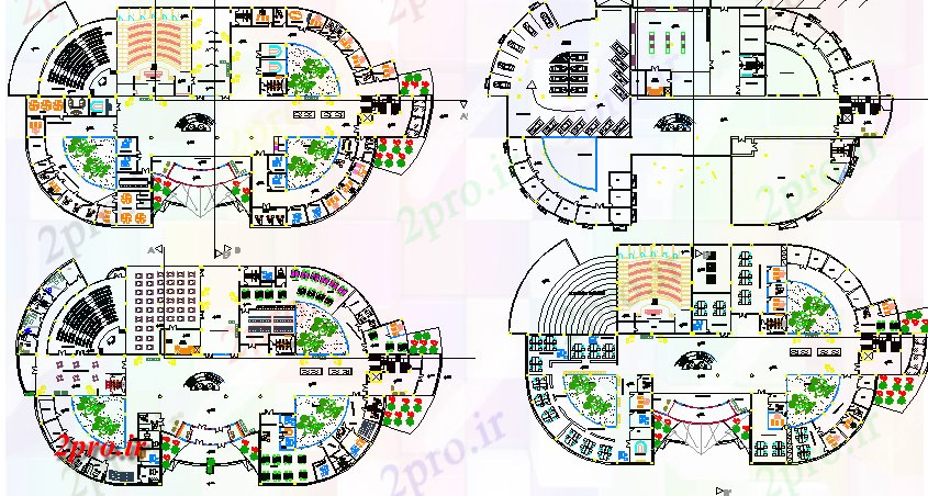 دانلود نقشه ساختمان دولتی ، سازمانی دفتر شهرداری ساخت و ساز طرحی طبقه جزئیات 58 در 113 متر (کد66095)