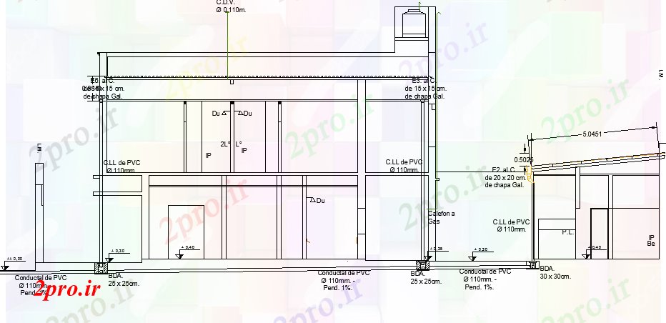 دانلود نقشه کارخانه صنعتی  ، کارگاه  نمای نصب و راه اندازی فاضلاب آب گاز ساخت (کد66152)