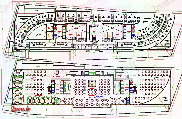 دانلود نقشه هتل - رستوران - اقامتگاه طرحی زمین و اولین طرحی طبقه از هتل baladiya ساخت 28 در 112 متر (کد66192)