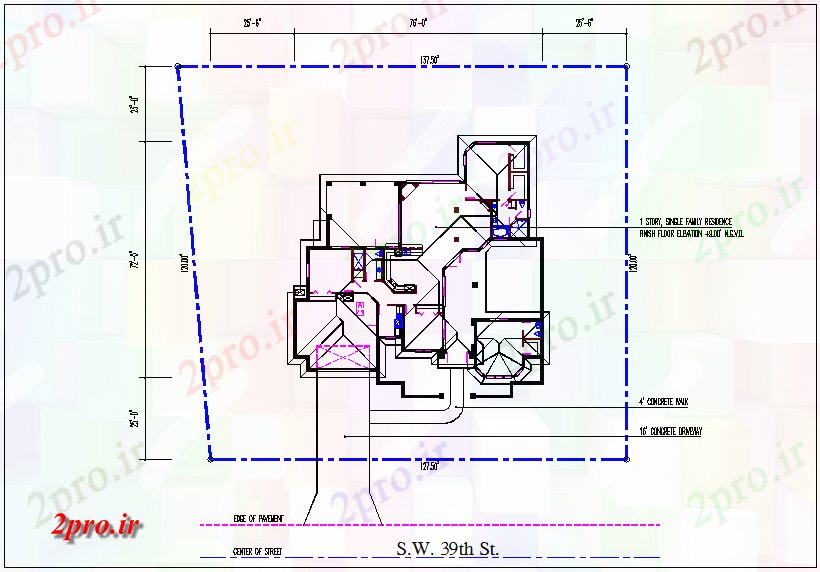 دانلود نقشه مسکونی ، ویلایی ، آپارتمان خانه طراحی جزئیات 89 در 90 متر (کد66195)