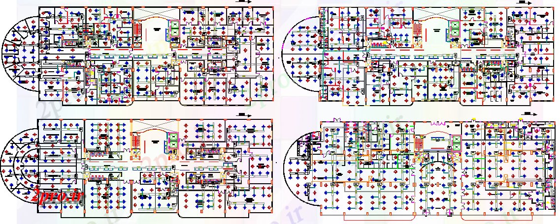 دانلود نقشه  جزئیات آسانسور و   چهار طبقه ساختمان   پروژه معماری (کد66197)
