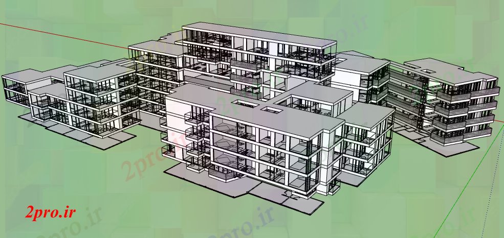 دانلود نقشه مسکونی  ، ویلایی ، آپارتمان  طراحی تریدی از آپارتمان   مسکونی چند خانواده پروژه (کد66204)