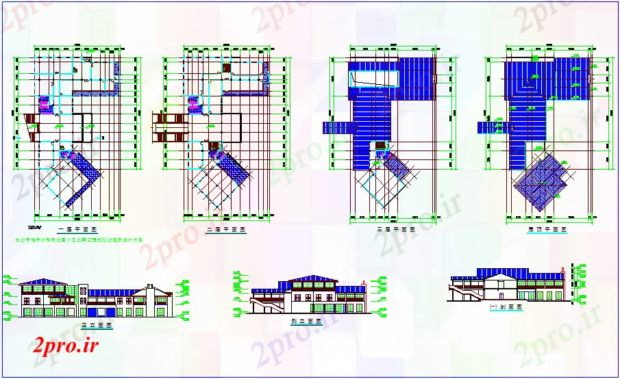 دانلود نقشه ستون طرحی خانه باشگاه و نما با ستون  (کد66210)