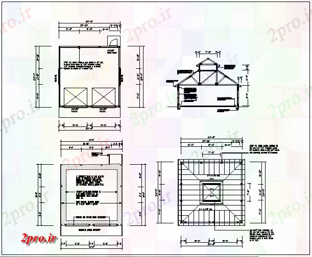 دانلود نقشه جزئیات ساخت و ساز سقف طرحی جزئیات، طرحی سایت در جهت شمال، جزئیات طرحی طبقه، نامگذاری O  همه جزئیات dimensio (کد66249)