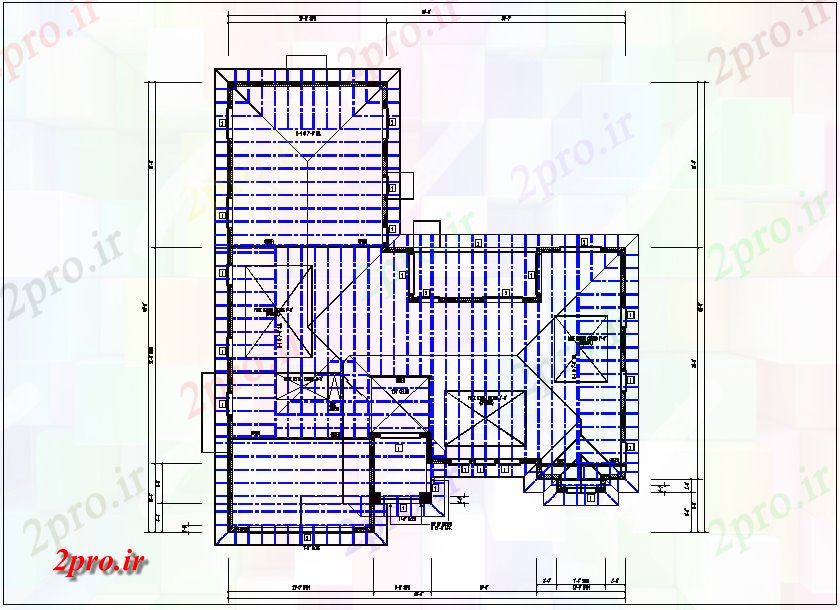 دانلود نقشه جزئیات ساختار طرحی سقف با پایه های طرحی ستون طرحی جزئیات (کد66271)