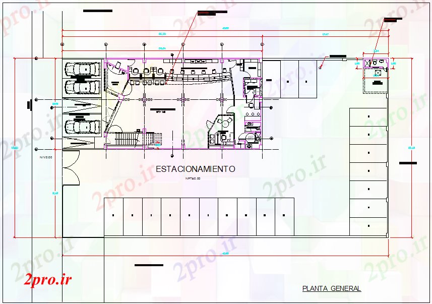 دانلود نقشه ساختمان اداری - تجاری - صنعتی بانک طراحی شاخه جزئیات 12 در 20 متر (کد66324)