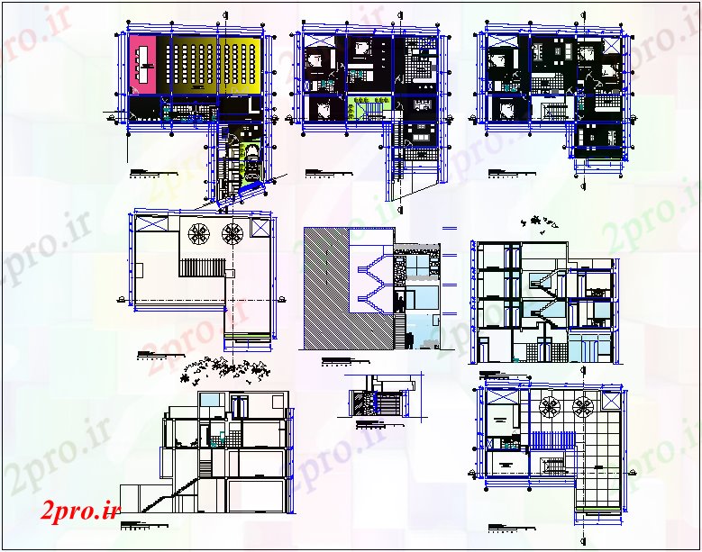 دانلود نقشه برنامه ریزی تاریخی سالن طرحی ساختمان جزئیات 13 در 15 متر (کد66329)