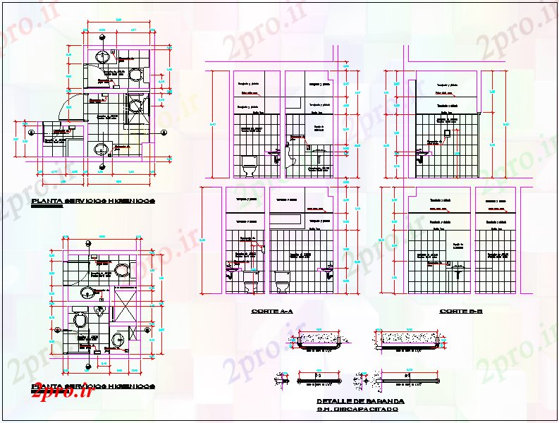 دانلود نقشه ساختمان اداری - تجاری - صنعتی ساختمان تجاری حمام طرحی جزئیات 12 در 20 متر (کد66330)