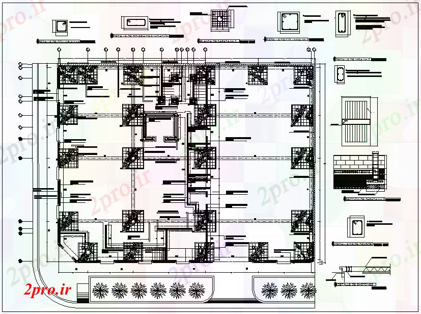 دانلود نقشه جزئیات ساختار بانک بنیاد ساختمان ستون طرحی جزئیات (کد66370)