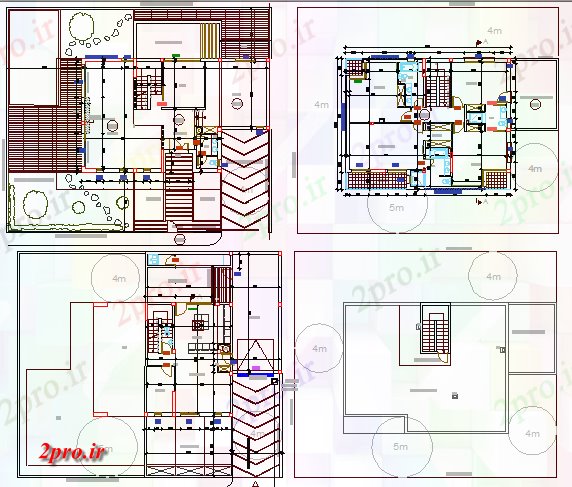 دانلود نقشه مسکونی ، ویلایی ، آپارتمان زمین، برای اولین بار و طرحی طبقه بالا طرحی سه سطح مسکن 10 در 13 متر (کد66372)