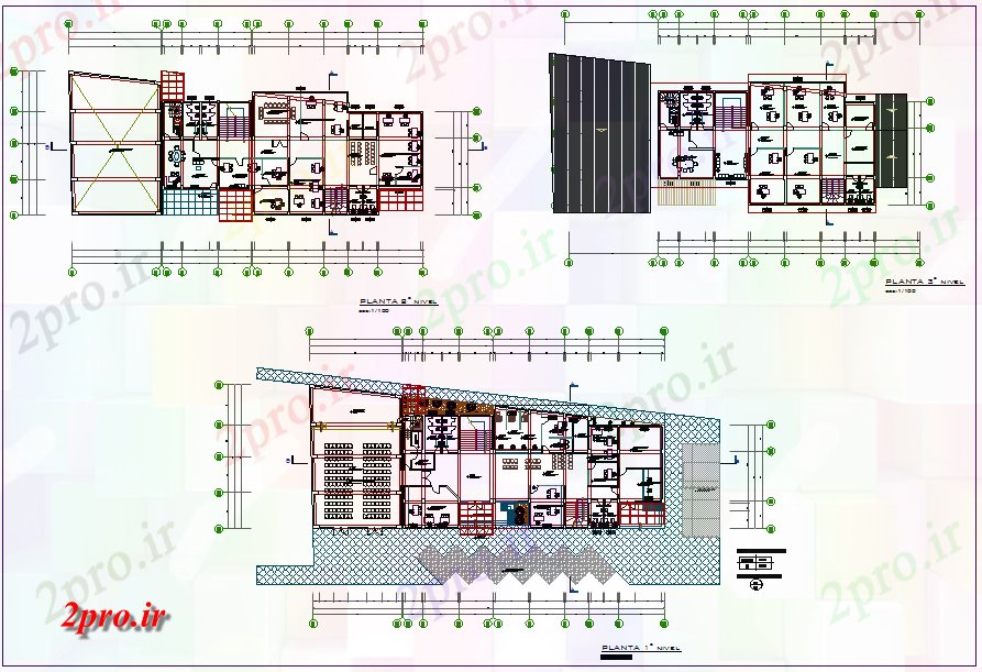 دانلود نقشه ساختمان دولتی ، سازمانی شهرداری طرحی ساختمان اداری جزئیات 19 در 46 متر (کد66384)