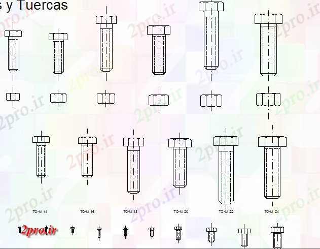 دانلود نقشه سایر بلوک ها پیچ و پیچ و مهره بلوک طراحی (کد66419)