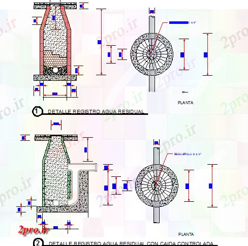 دانلود نقشه جزئیات ساخت و ساز فاضلاب جزئیات زهکشی پروژه معماری (کد66434)