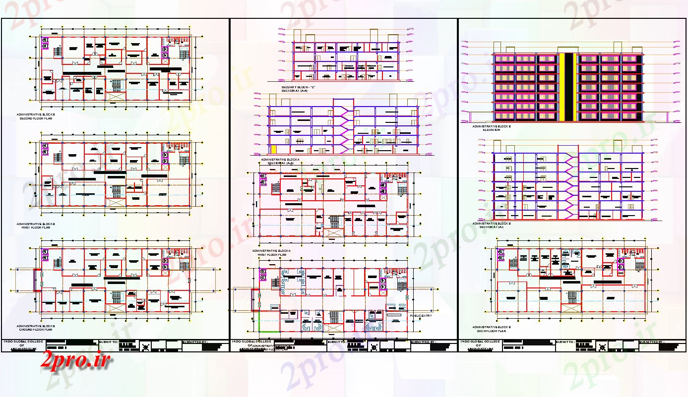 دانلود نقشه ساختمان دولتی ، سازمانی دولت جزئیات طرحی ساختمان اداری 25 در 57 متر (کد66500)