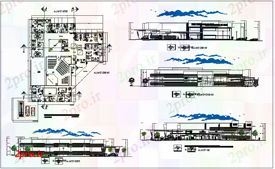 دانلود نقشه ساختمان اداری - تجاری - صنعتی دفتر تجاری ساخت و ساز طرحی جزئیات 40 در 44 متر (کد66516)