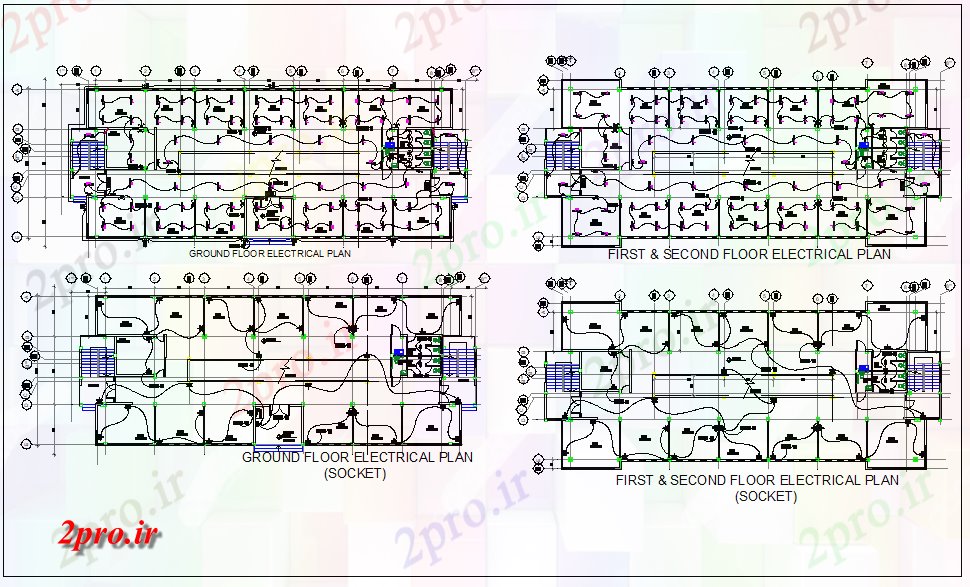 دانلود نقشه معماری دفتر طبقه ساختمان برق طراحی  جزئیات (کد66517)