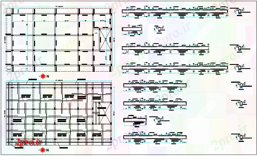 دانلود نقشه جزئیات ساختار پرتو سقف و دال طرحی جزئیات (کد66536)