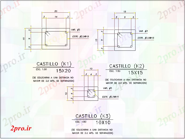 دانلود نقشه جزئیات ساختار ستون مقطع  جزئیات (کد66543)