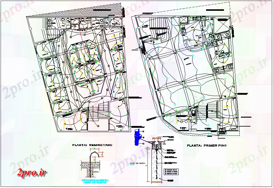 دانلود نقشه طراحی داخلی ساختمان مسکونی طرحی های الکتریکی جزئیات طرح (کد66560)
