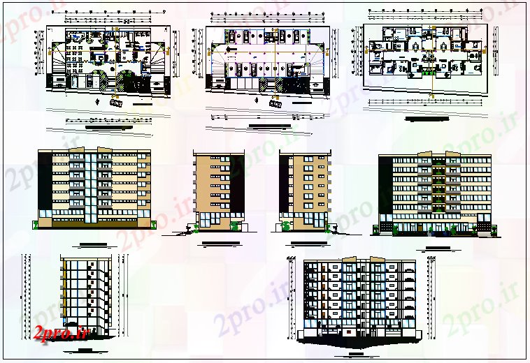 دانلود نقشه مسکونی  ، ویلایی ، آپارتمان  طرحی ساختمان مسکونی جزئیات (کد66568)