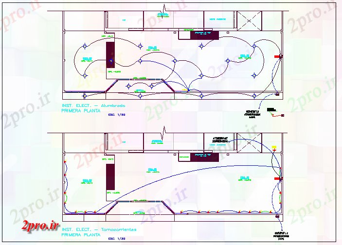 دانلود نقشه معماری طرحی طبقه و الکتریکی طراحی جزئیات (کد66578)