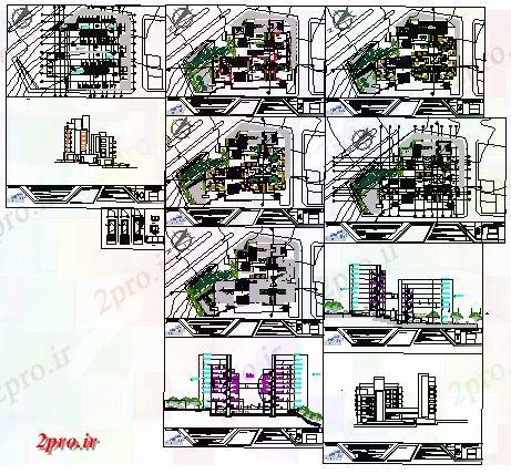 دانلود نقشه مسکونی  ، ویلایی ، آپارتمان  لوکس چند خانواده طراحی مسکن (کد66594)