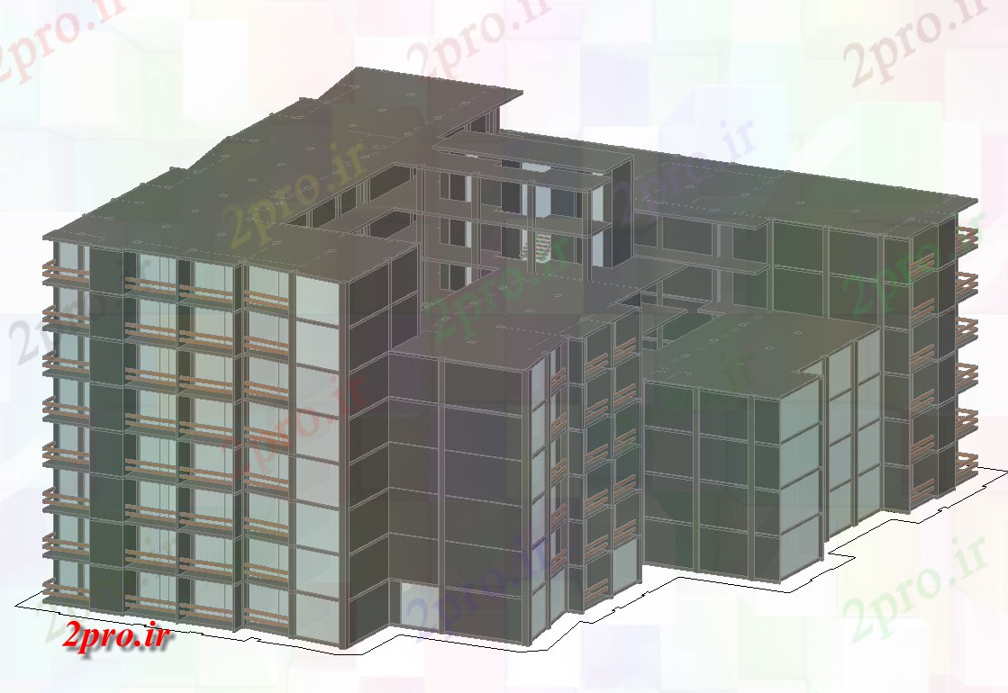 دانلود نقشه مسکونی  ، ویلایی ، آپارتمان  مسکونی تریدی نمای ساختمان (کد66596)
