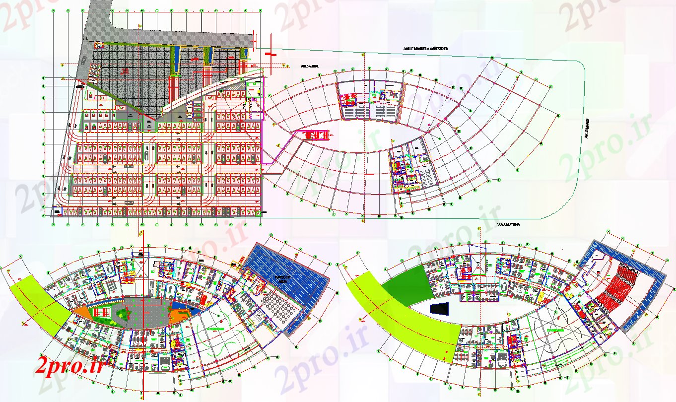 دانلود نقشه هایپر مارکت - مرکز خرید - فروشگاه مرکز شهرستان طرحی جزئیات 58 در 161 متر (کد66607)