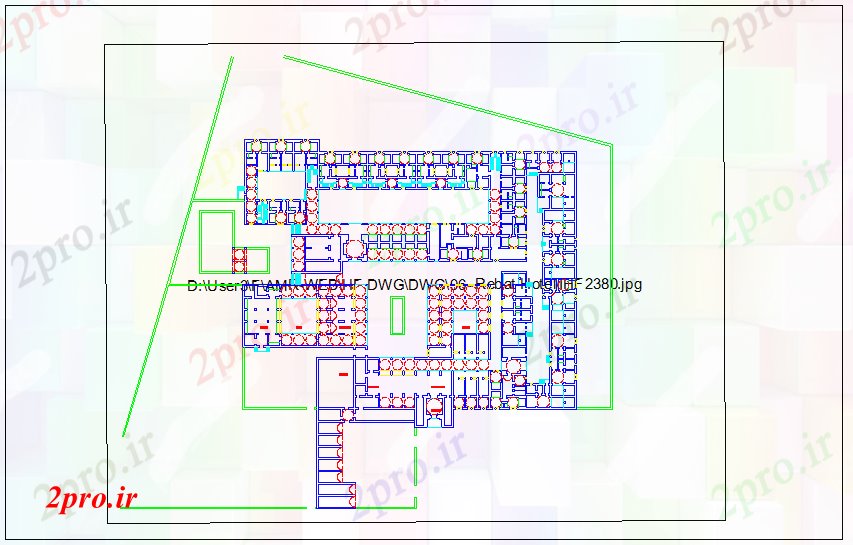 دانلود نقشه هتل - رستوران - اقامتگاه معماری rebat هتل 47 در 53 متر (کد66655)